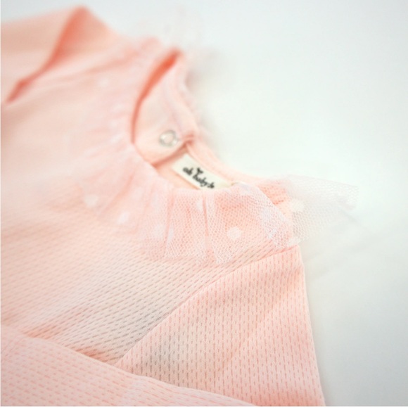 oh baby! Pointelle Dotted Mesh Collar Set - Pale Pink 0-3 months - Picture 3 of 7